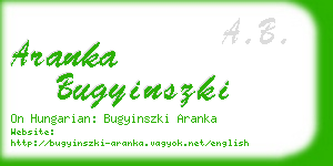 aranka bugyinszki business card